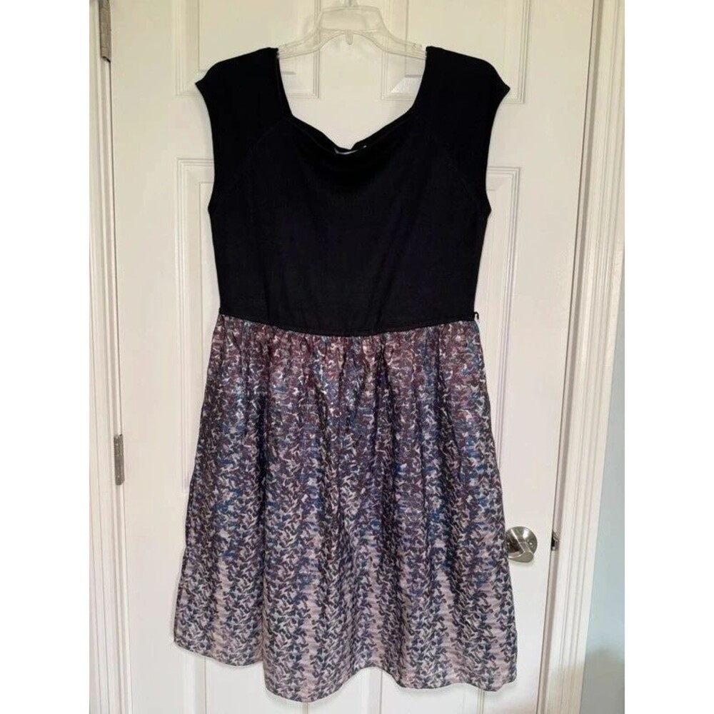 Mi XT by Heidi Weisel black and purple dress knit top posh bottom pockets 1X